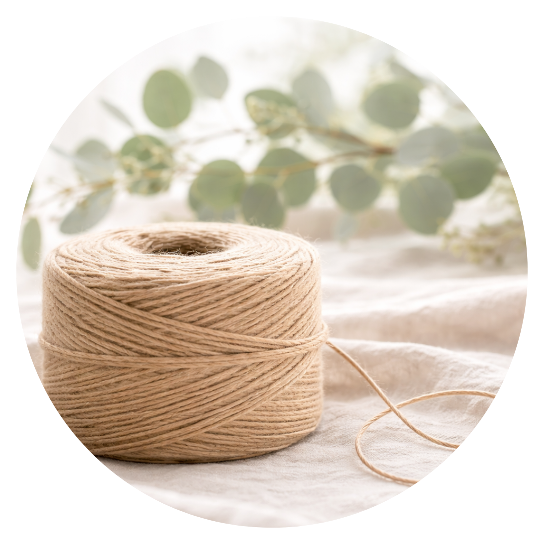 Natural hemp yarn used to handcraft Juniper Beach candle wicks