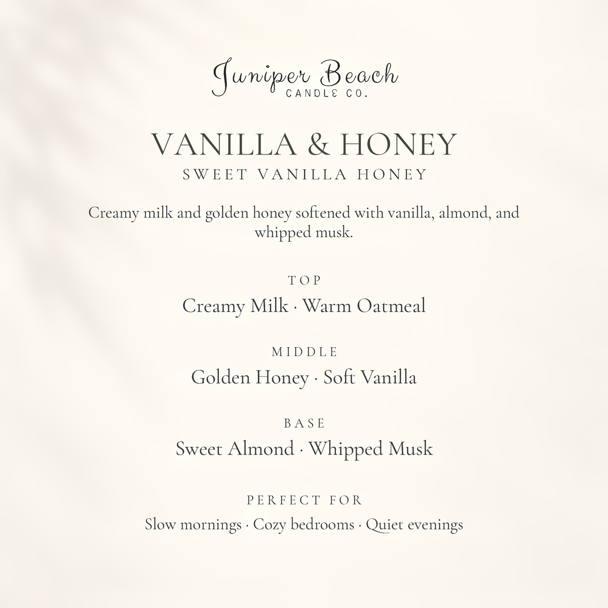 google-only | Vanilla & Honey candle scent profile