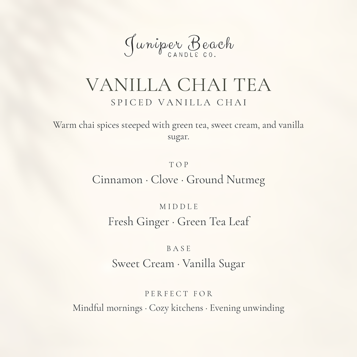 google-only | Vanilla Chai Tea candle scent profile