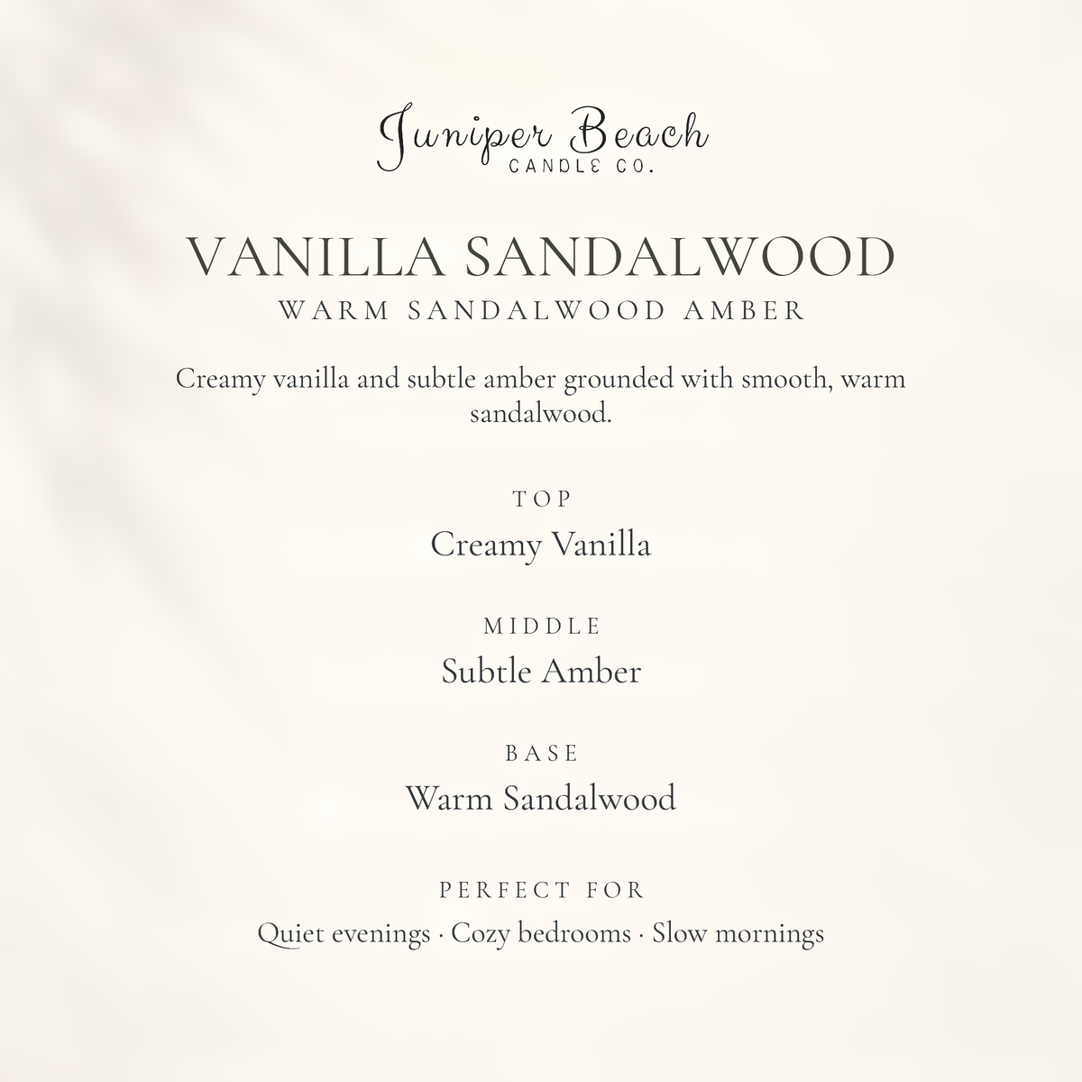 google-only | Vanilla Sandalwood candle scent profile